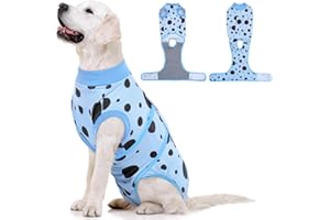 Kuoser Dog Surgery Recovery Suit, Anti Licking Pet Surgical Suit for Dogs Male Neuter, Female Dog Surgery Suit for Spay Subsititute E-Collar Cone, Dog Body Suits After Surgery Blue Polka Dot XL