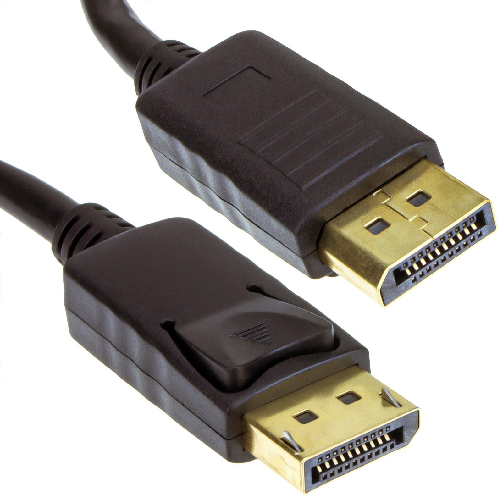 kenable DisplayPort Cable Male to Male with Locking Connectors GOLD Plated 4K Video Lead Black 2m