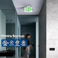 SASELUX Green Led Exit Sign Emergency Light Combo