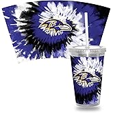 Rico Industries NFL Football Metallic Tie Dye NFL Football Team 16oz Metallic Clear Tumbler W/Straw