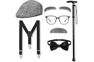 Patemby Old Man Costume for Kids, 100 Day of School Old Man Costume Toddler Dress Up for Boys Grandpa Costume Accessories Set