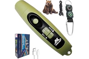 NAFHONE Rechargeable Bear Horn to Scare Bears, 125dB Electronic Air Horn with LED Flashlight & Compass & Thermometer, Electronic Whistle Bear Bells for Safety Hiking Camping Emergency Self Defense