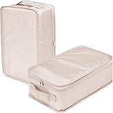 tianzong Travel Shoe Bag with Handle Holds 2 Pairs of Shoes, Shoe Packing Cubes for Travel (Beige, 2 Pack)