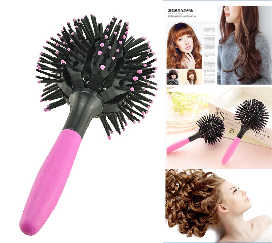 Vinmax 3d Bomb Curl Brush Styling Salon Round Hair Curling Curler Comb Tool,Pink