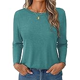 GKBK Women's Long Sleeve Shirts Casual Crewneck Tops Fall Fashion Soft Basic Tee for Work Business 2026