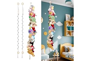 wewoaia 80" Cotton Hanging Storage Chain For Stuffed Animals Storage with 20 Metal Clips Stuffed Animal Display Holder Chain 
