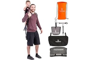 PIGGYBACK RIDER Piggyback SCOUT Toddler Carrier Backpack Deluxe with 6-Piece Accessory Set: Hip Belt, Carry Bag, Side Pocket, Mud Flap, Water Bottle & More - For Ages 2-4 (Under 50 lbs) - Hiking & Travel