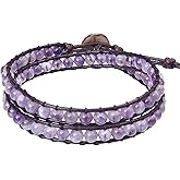Ayriwoyi Genuine Stone Wrap Bracelets for Women Natural Crystal Beaded Wrap Bracelet 2/3/5 Adjustable Bohemian Bracelets Jewelry Gifts for Women Mom