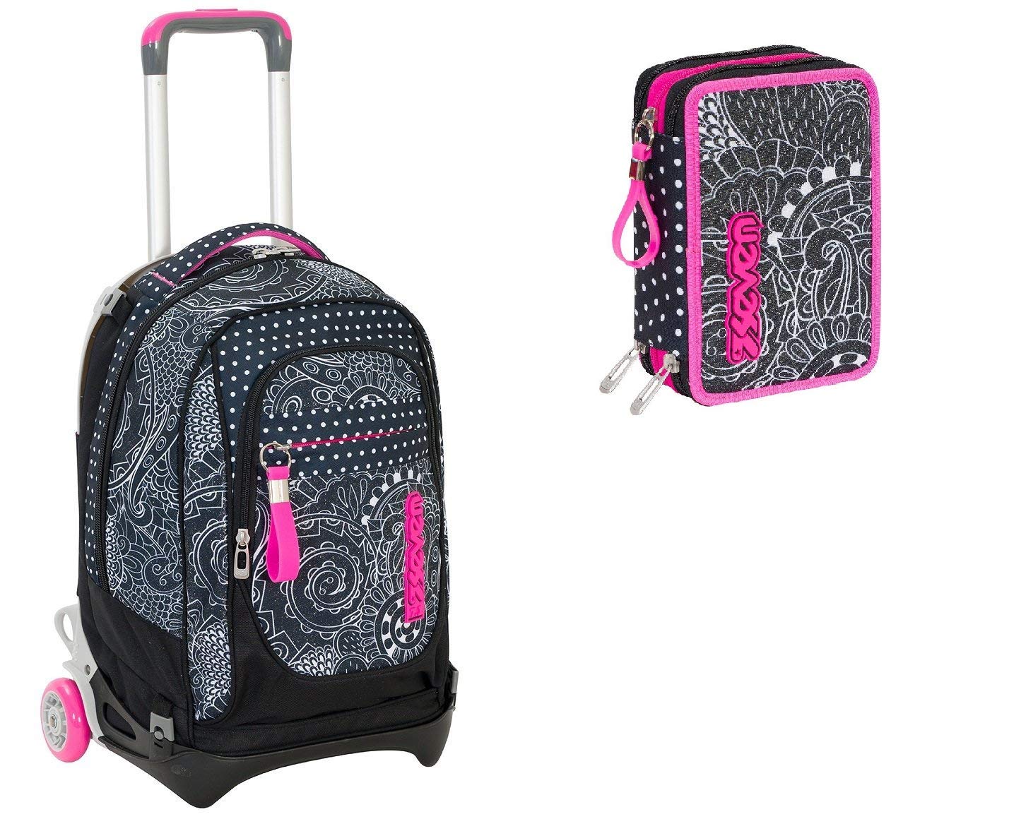 Seven Mandala Trolley + Astuccio 3 zip + 3 quaderni Seven in Regalo :  Cancelleria e prodotti per ufficio - Amazon.it