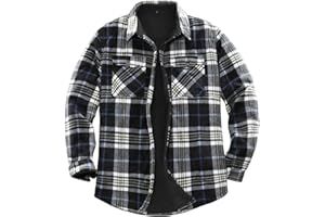 ZENTHACE Men's Warm Sherpa Lined Fleece Plaid Flannel Shirt Jacket(All Sherpa Fleece Lined)
