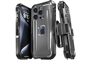 VENA vArmor Rugged Case for Apple iPhone 15 Pro (6.1"), (Military Grade Drop Protection/Armor) Magsafe Compatible and Heavy Duty Holster Belt Clip Cover with Kickstand - Graphite Gray/Black