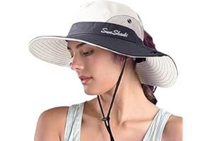 ZOORON Women's Ponytail Safari Sun Hat,Wide Brim UV Protection Outdoor Bucket Hat,Foldable Beach Summer Fishing Hat