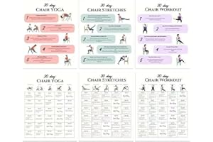 Chair Exercises For Seniors, 30-Day 6 Pieces Workouts Supplies - Yoga Poses Poster,for Adults Travel Working Family Friends S