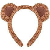 Atoden Bear Ears Chipmunk Ears Headband Teddy Bear Head Band Animal Ears Hair Bands Halloween Hair Accessories for Adult Women Cosplay Dress up Costume Party Favors (Brown)