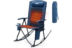 PORTAL Oversized Folding Rocking Camping Chair Portable Outdoor Rocker with High Back Hard Armrests Carry Bag, Supports 400 lbs