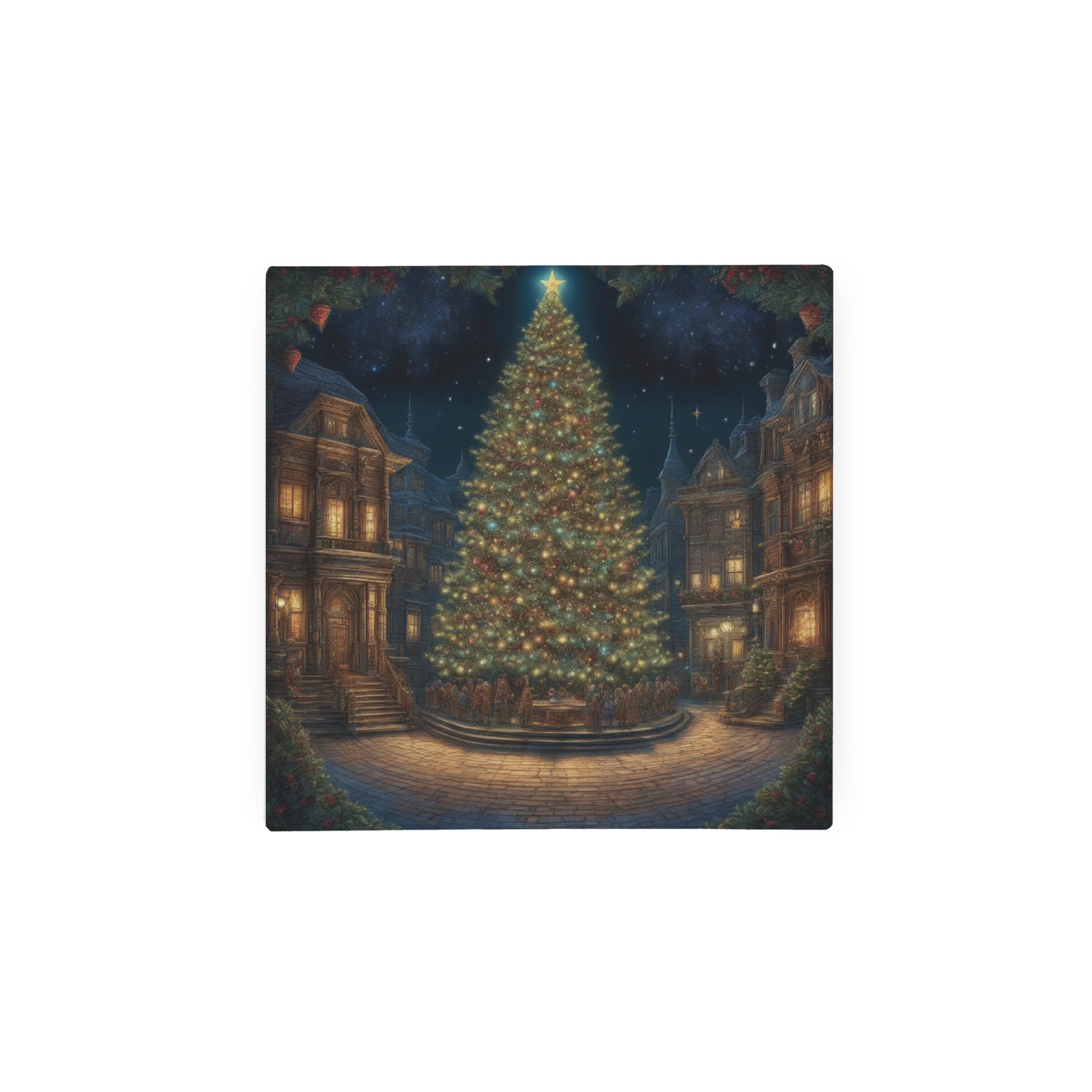 Christmas Tree Glass Hot Pot Stand - Magical Festive Xmas Gift Trivet - Kitchen Chopping/Cutting Board Worktop Protector with Non-Slip Feet 20cm x 20cm (8" x 8")