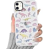 Zrutru Cute Dinosaur Phone Case for iPhone 11 6.1 - Kawaii Dino Cartoon Design, Clear Funny Dinosaur Pattern for Girls, Boys, Teens,Soft TPU Shockproof Lens Protection Funda, Color Theme