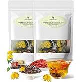 ZenVitality® Organic Dandelion Wolfberry Tea Bags Natural Support Kidney & Liver, Detox & Wellness Tea With Chrysanthemum, Goji Berry, Gardenia, Cassia Seed, Orange Peel, Dandelion Leaf Tea 240g