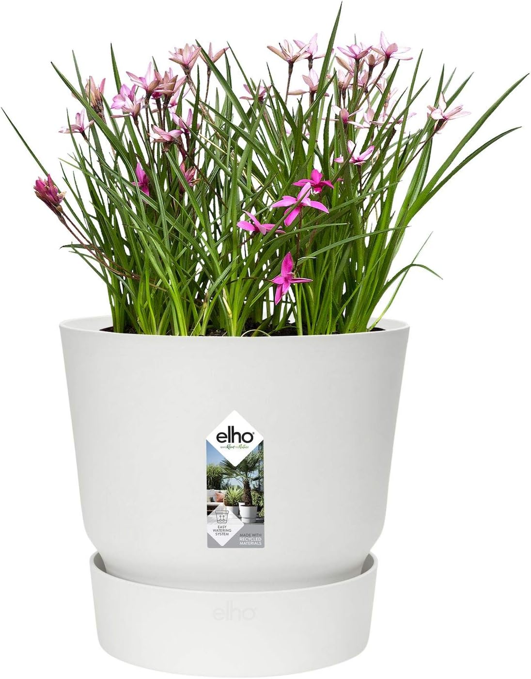 elho Greenville Round 40, Large Flower Pot with Integrated Water Reservoir, Indoor & Outdoor, 100% Recycled Plastic - Image 5