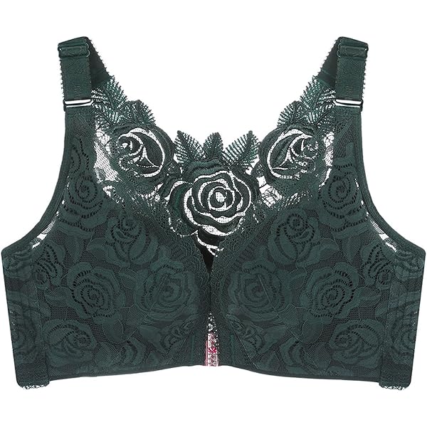 Floral Secrets Comfort Rose Bra | Front Closure Wire-Free Lace Bra With Embroidered Rose For Women - View #4