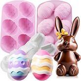 3 PCS Easter Eggs Silicone Mold Bunny Silicone Mold 3D Easter Egg Molds Big Rabbit Silicone Mold Chocolate Mold Easter chocolate egg mold Breakable easter egg mold Candy Silicone Mold for Cake Pastry