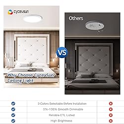 CycevSun 15.8 Inch Dimmable LED Ceiling Light Flush