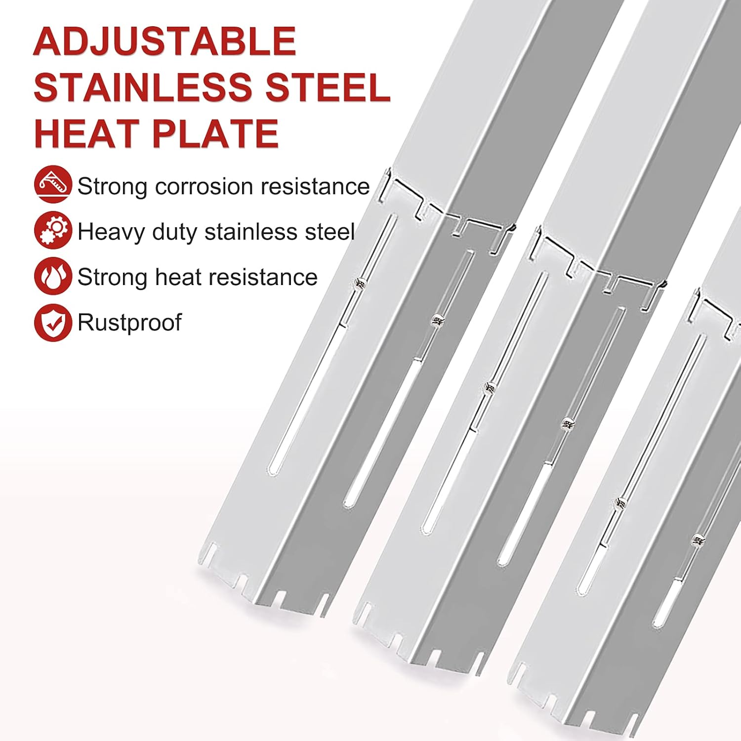 Universal Grill Heat Plates Heat Tents Heat Shields for Gas Grill, Adjustable Barbecue BBQ Grill Flame Tamers Burner Covers Heat Deflectors, Stainless Steel Gas Grill Replacement Parts, 5-Pack : Garden & Outdoor