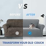 MAXIJIN Jacquard Sofa Cover 3 Seater Light Grey Stretch Non-Slip Protector view 7