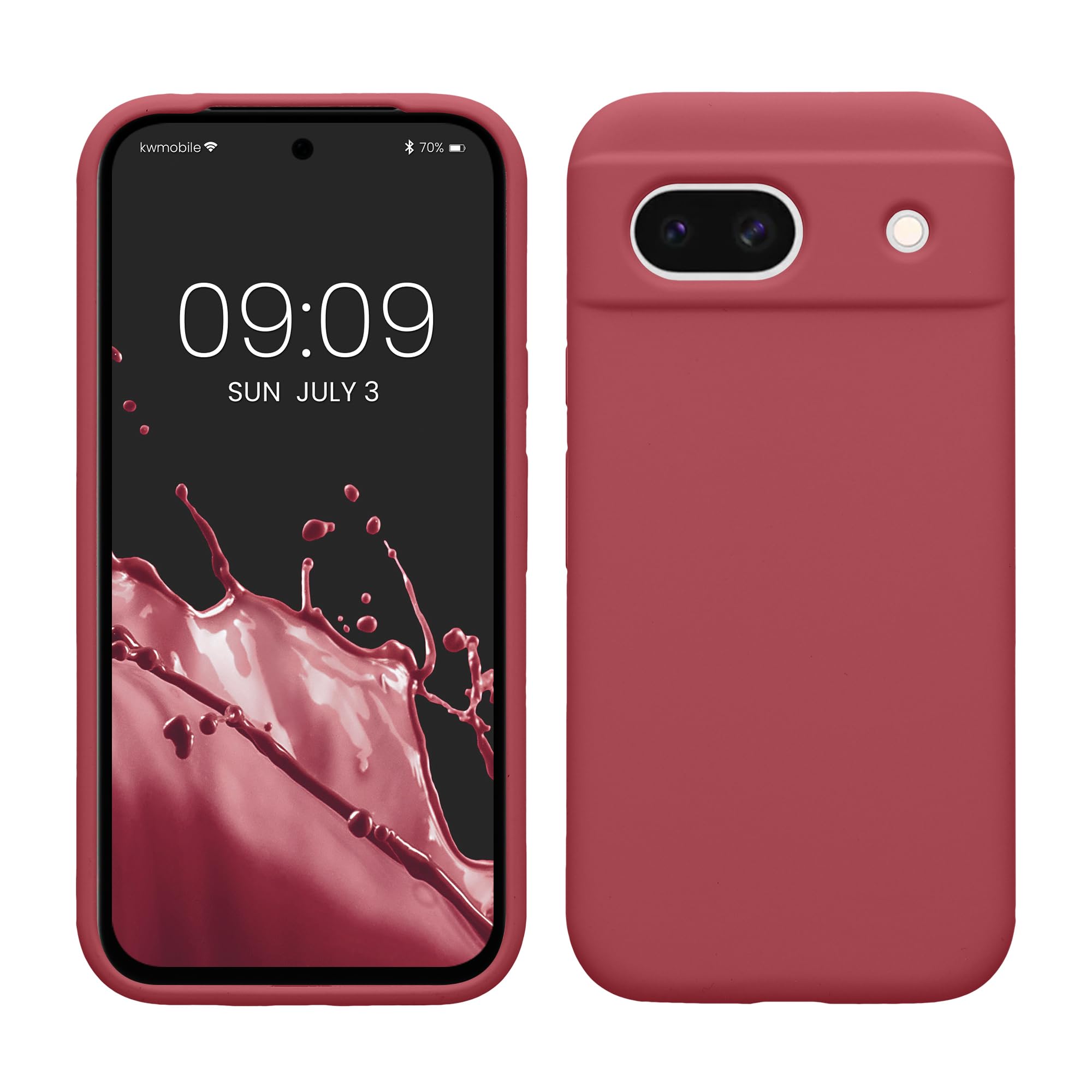 kwmobile Case Compatible with Google Pixel 8a Case - TPU Silicone Phone Cover with Soft Finish - Dark Rose — image 1