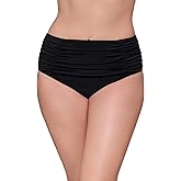 Aqua Green Womens Shirred Classic High Rise Swim Brief with Tummy Compression