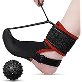 Plantar Fasciitis Night Splint Sock with Massage Ball for Plantar Fasciitis Relief, Soft Plantar Fasciitis Brace for Sleeping Achilles Tendonitis Heel Pain Flat-arch for Women and Men, Medium-Red (1, Red, Medium)