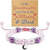 To My Granddaughter Bead Bracelet Granddaughter Gifts from Grandma Grandpa Birthday Christmas Easter Valentines Day Graduation Gift for Her Daughter Sister Jewelry Bracelet with Massage Card