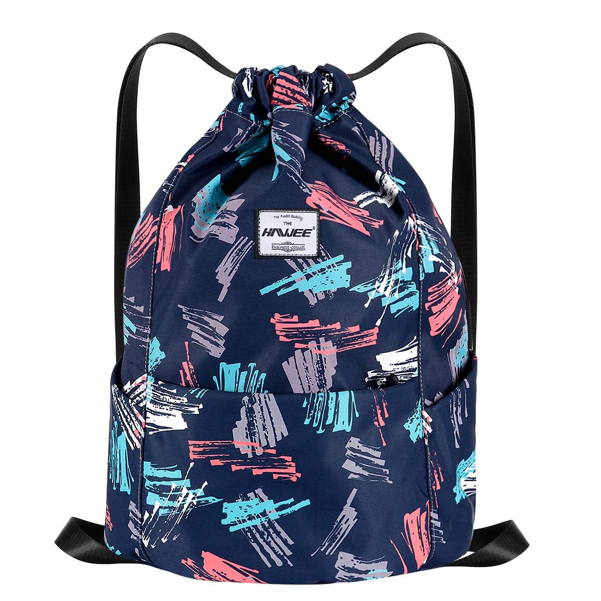 HAWEE Waterproof Drawstring Bags Backpack Large Gym Bag Drawstring Daypack Unisex for Women Men Daily Life Outdoor Casual Sport Yoga School Beach Swim
