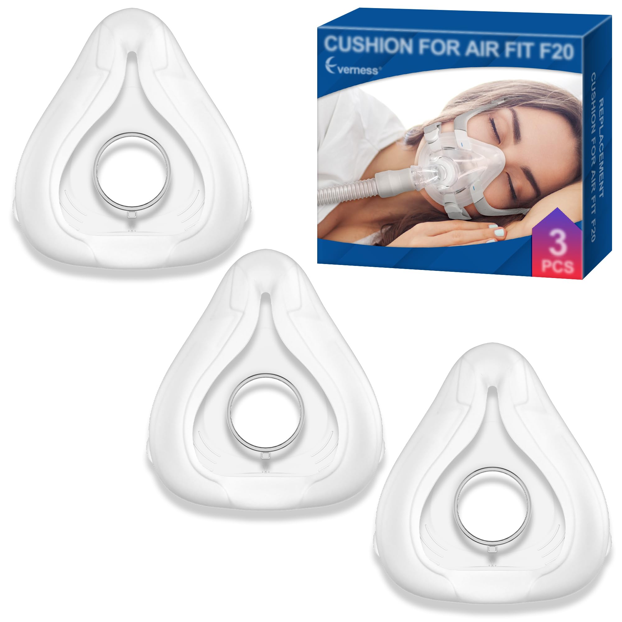 Photo 1 of 3 Packs Replacement Cushion for Airfit F20 Medium, Secure Seal and Comfortable Fit, Replacement CPAP Supplies with Advanced Silicone Material
