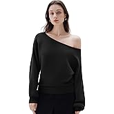 SUUKSESS Women Cashmere Blend Oversized Off Shoulder Pullover Sweaters Boat Neck Long Sleeve Knit Jumpers Tops