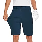 JWM Mens 9" Stretch Golf Shorts - Lightweight Hybrid Casual Dress Work Flat Front Shorts with 5 Pockets Quick Dry UPF50 Navy