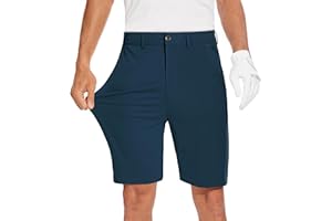 JWM Mens 7"/9" Stretch Golf Shorts - Lightweight Hybrid Casual Dress Work Flat Front Shorts with 5 Pockets Quick Dry UPF50
