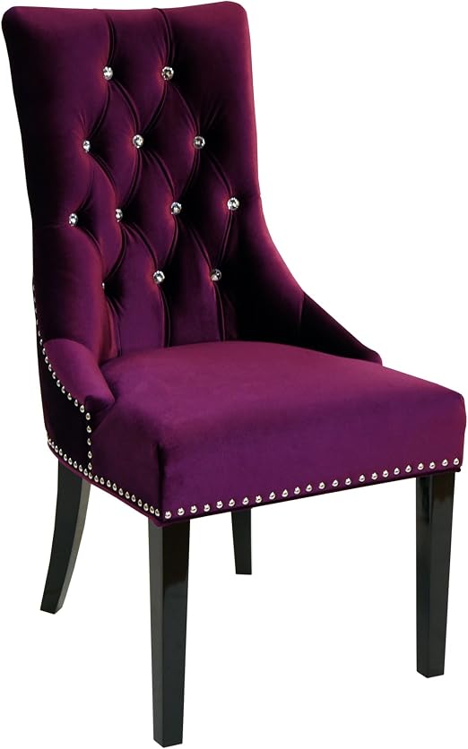 Amazon Com Armen Living Carlyle Side Chair In Purple Velvet And Black Wood Finish Furniture Decor