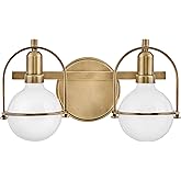 Hinkley Somerset Small Two Light Bath Vanity Wall Fixture, G40 Bulbs in Photos (not Included), Shade-Free Fixture, Mount Up/D