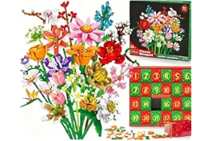 Advent Calendar 2025 Flower Bouquet Building Blocks, 24 day Christmas countdown calendar, including 24 types of flowers, Arti