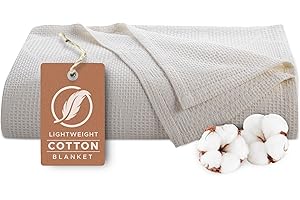 Maura Thin Lightweight Cotton Blankets Skin-Friendly, Breathable, and Fade-Resistant - Modern Bedding Essentials for Year-Round Comfort, Style, and Quality Sleep Experience. Full/Queen 90”x 90”- Ivory