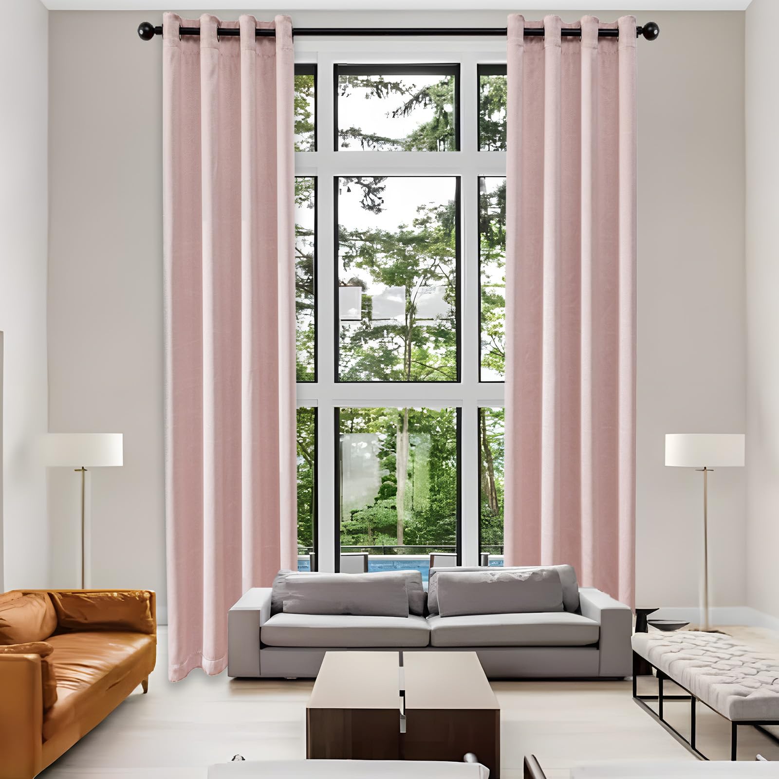 Photo 1 of AZRMT Extra Long Curtains Blackout Curtains for High Living Room from Floor to Ceiling Tall Window Drapes 1 Panel 52x192 Inches Long (16FT) Pink