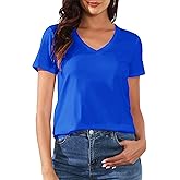 PALINDA Women's Classic Fit T Shirts Short Sleeve V Neck Casual Tee Shirt Summer Tops