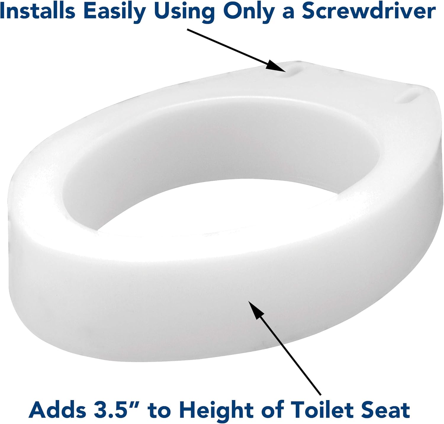 Carex Toilet Seat Riser, Elongated Raised Toilet Seat Adds 3.5 inches to Toilet Height, for Assistance Bending or Sitting, 300 Pound Weight Capacity: Health & Personal Care