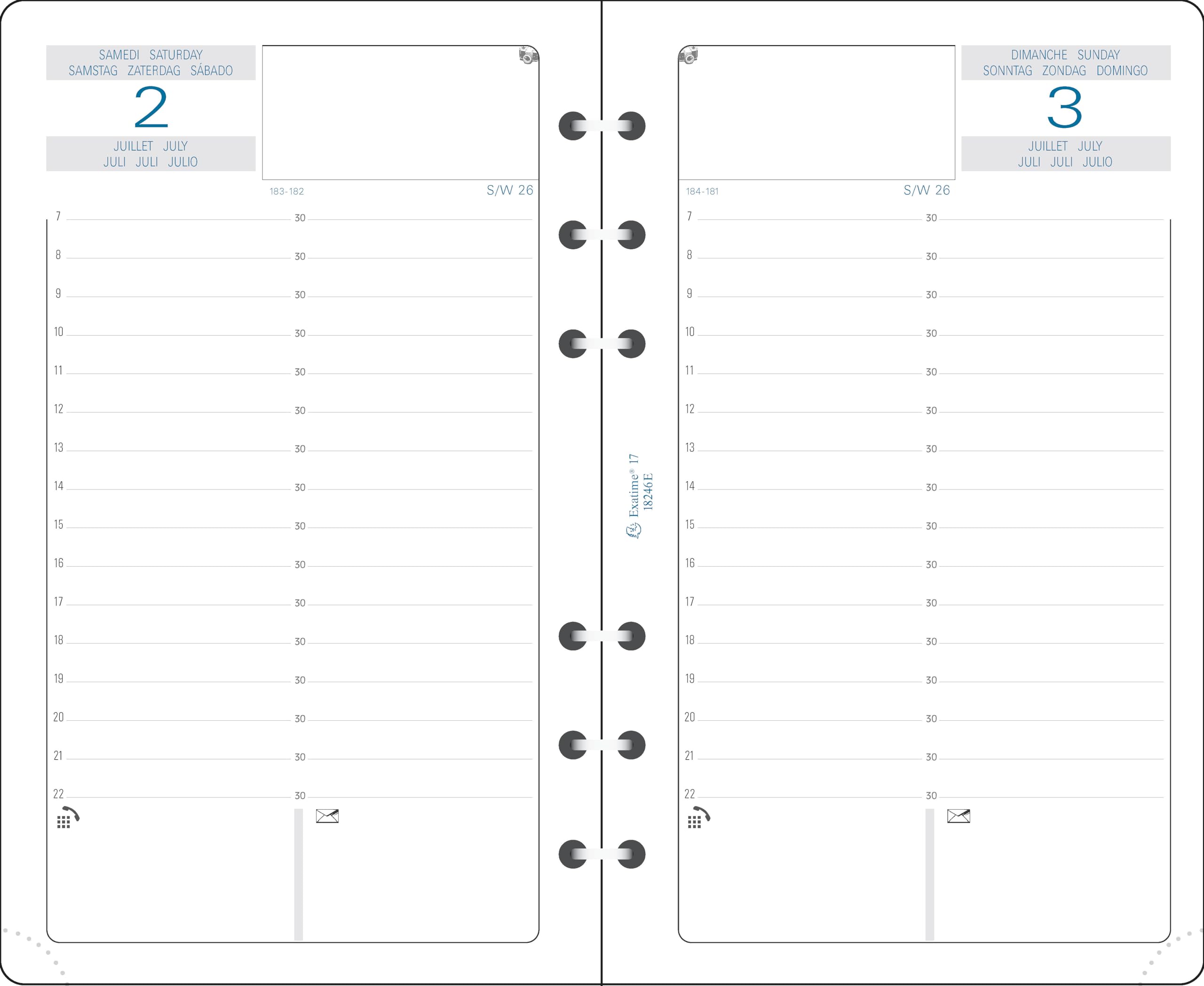 Exacompta 18246 Organiser Refill for Exatime 17 Diary Half Year July to September in French