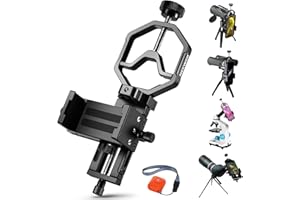 NEEWER 3 Axis Telescope Phone Adapter with Bluetooth Remote & Wrist Strap, All Metal Anti Shake Adjustable Spotting Scope Phone Mount Holder for Binocular Monocular with 30-47mm Dia. Eyepieces, PA015