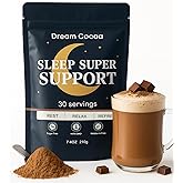 Magnesium Hot Cocoa – Melatonin-Free Natural Sleep Aid Hot Chocolate for Adults with Reishi Mushroom, L-Theanine & Zinc Glycinate – Relaxation & Restful Sleep Support Mushroom Coffee, 30 Servings