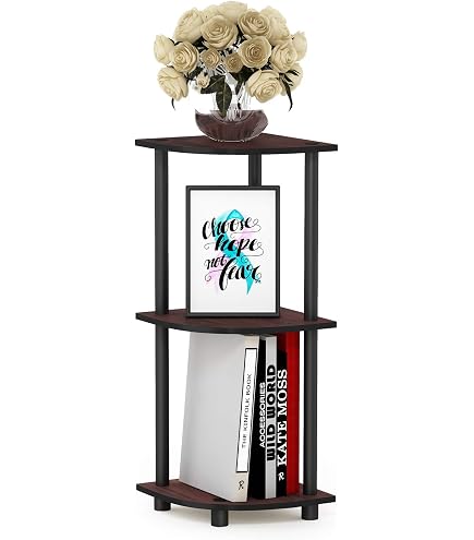 Furinno Turn-N-Tube End Table - Compact Side Table, Dark Cherry/Black, No-Tool Assembly - View #4