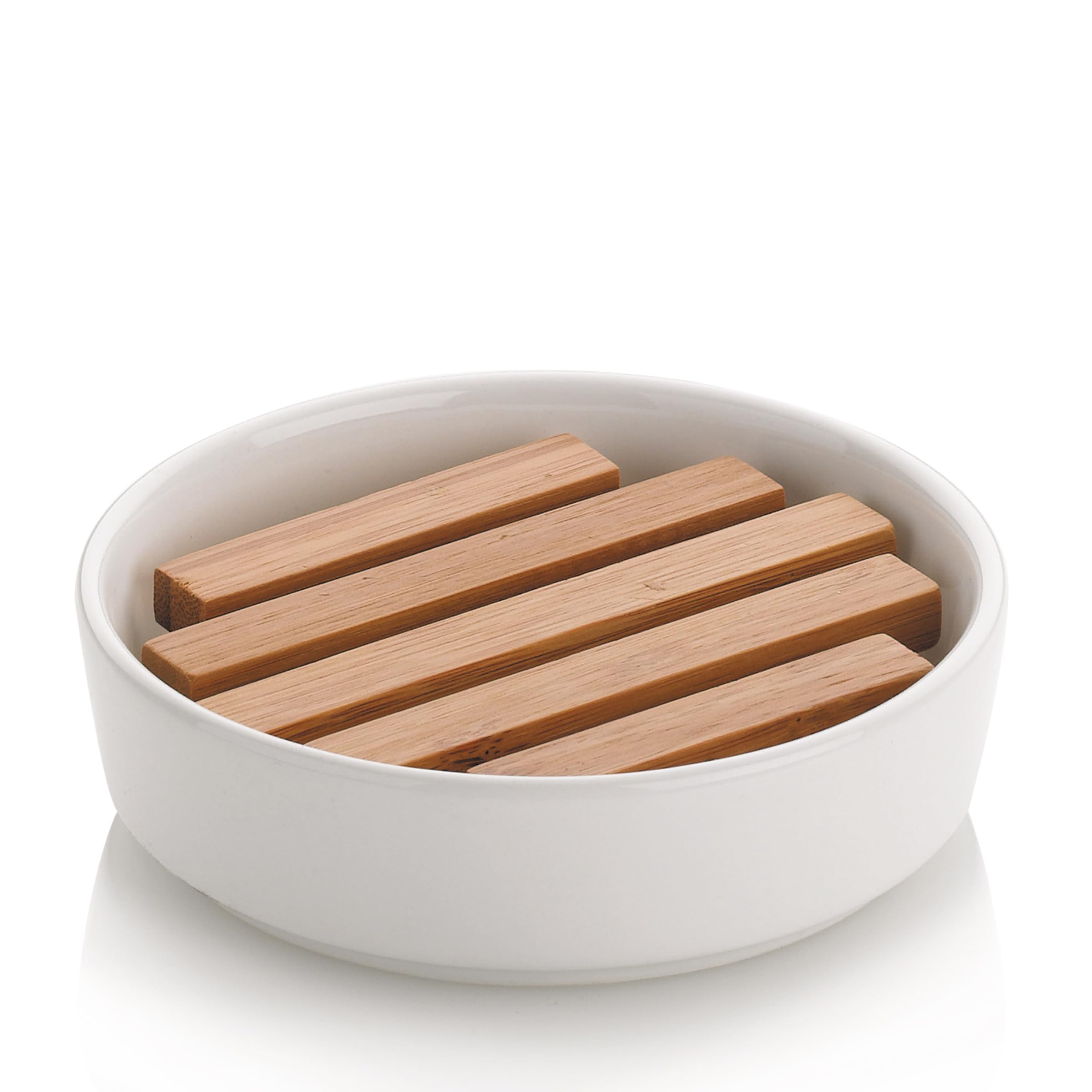 Kela Natura 18585 Soap Dish Bamboo / Ceramic White