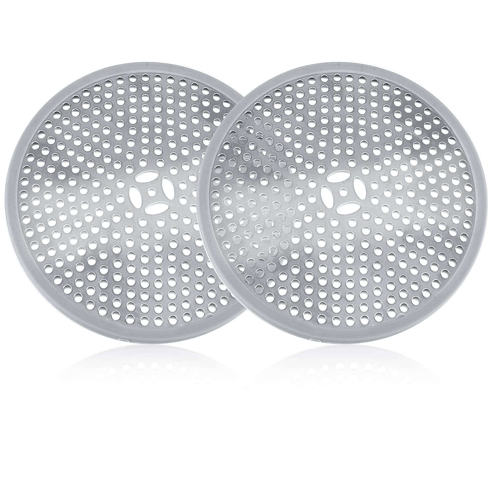 2PCS Shower Drain Protector Mesh Stainless Steel Shower Drain Hair Trap Shower Drain Cover Chrome Replacement Drain Filter Shower Sink Hair Catcher Indoor Drain Guards for Bathroom, Kitchen, Floor